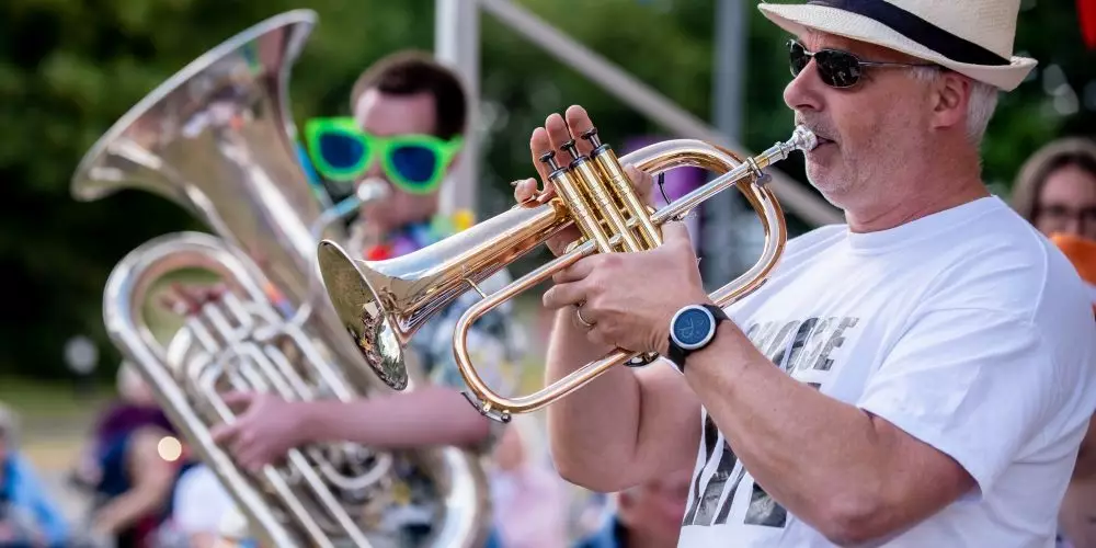 Entertaining the audience at Bold as Brass