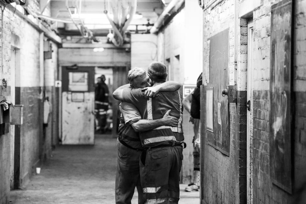 Miners Hugging at Kellingley