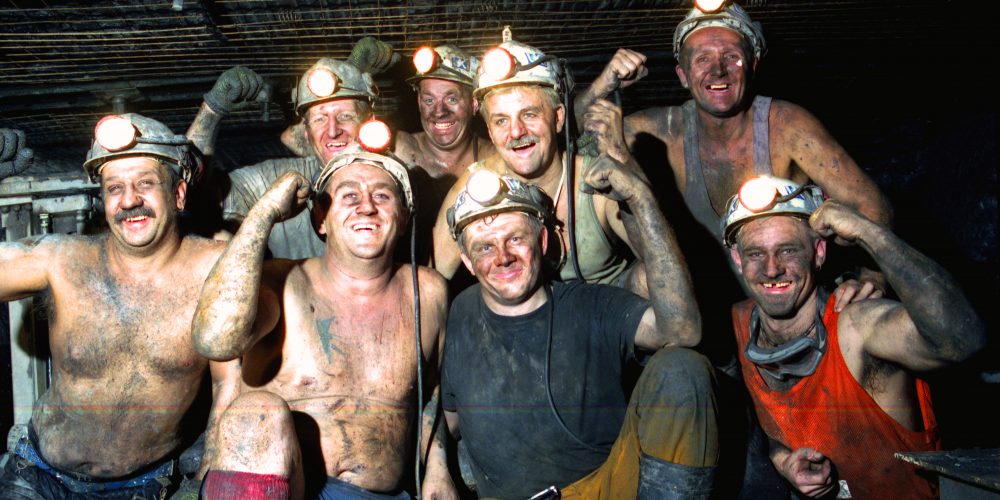 Group of miners laughing and posing Underground - Maltby, Martyn Pitt