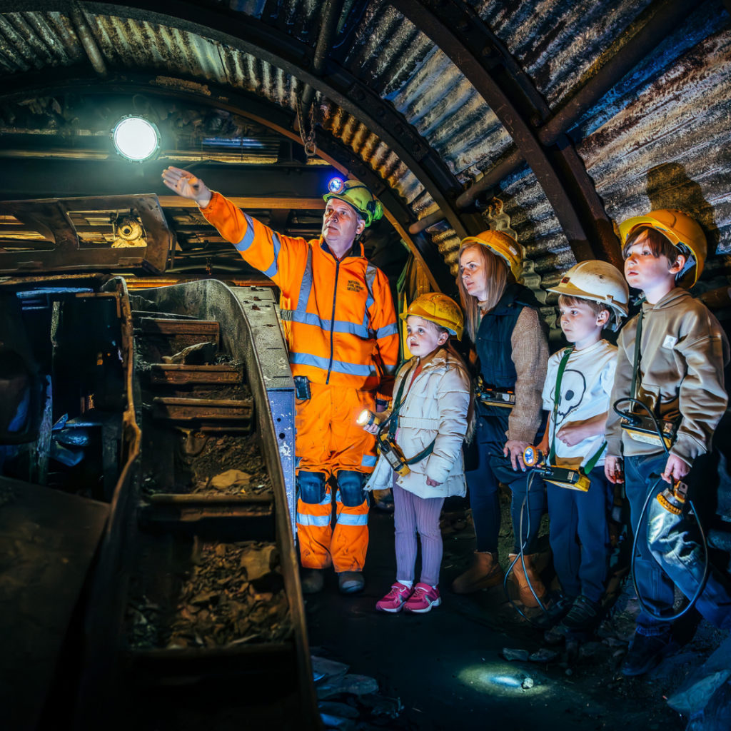 Underground Tour - a miner shows a group a machine